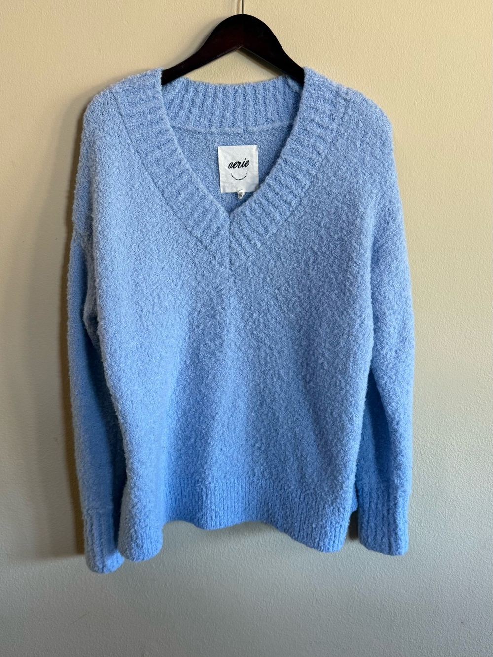 Aerie Light Blue V-Neck Cozy Sweater